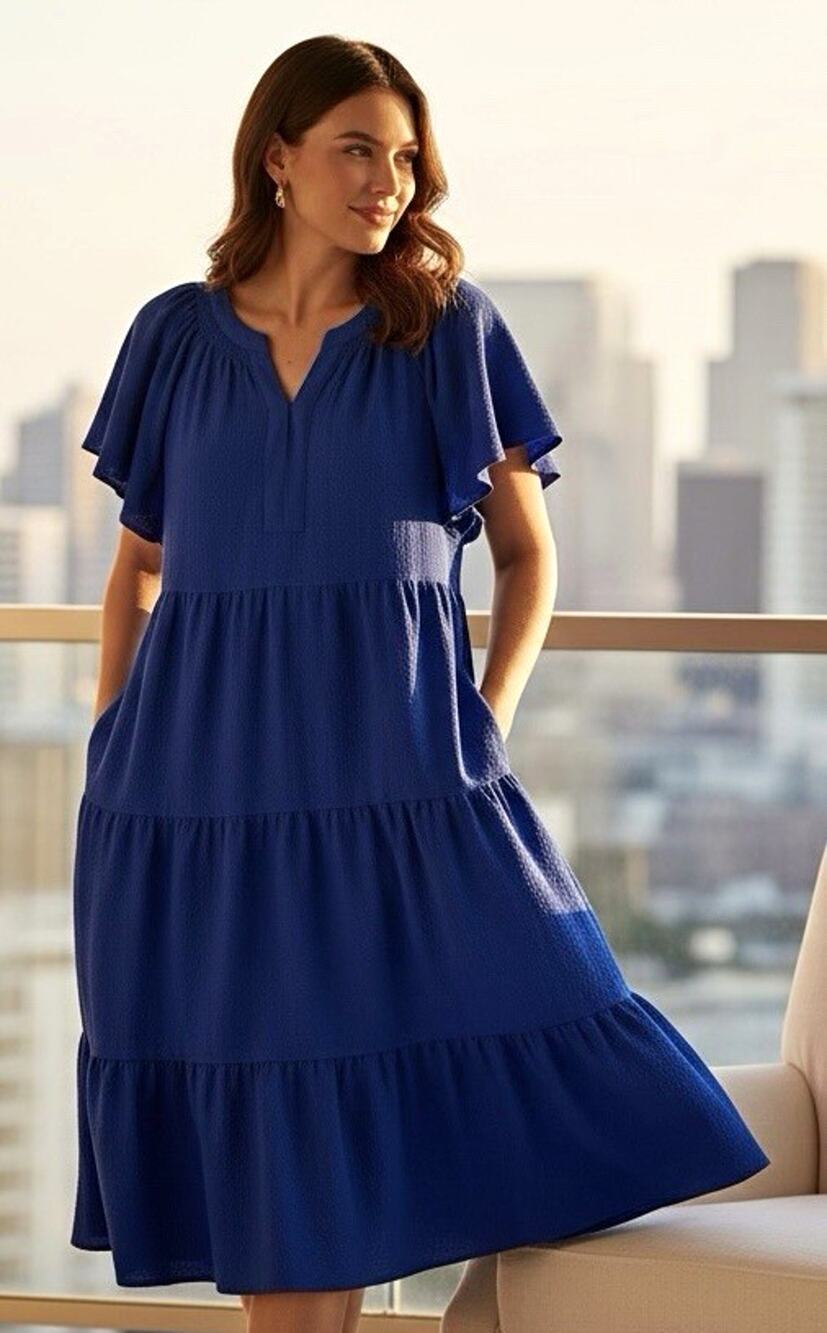 Calvin Klein Cobalt Blue Tiered Maxi Dress 20W